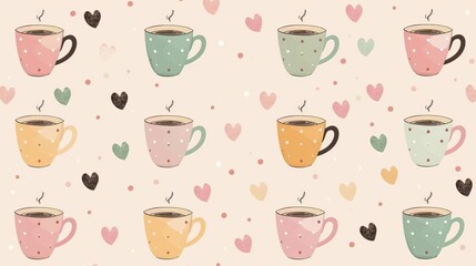 pastel coffee cup pattern for morning design vector illustration