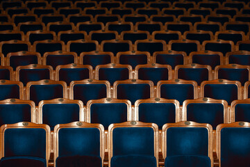 Row of the blue seats in theatre