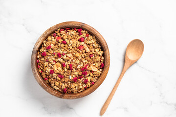 homemade granola, healthy breakfast, Homemade whole grain musli with berries