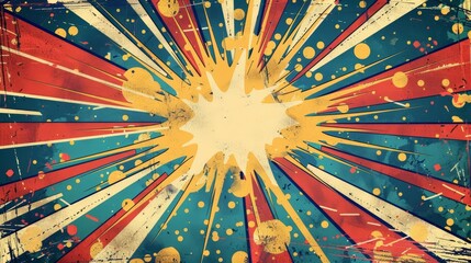 retro comic book explosion vintage boom crash bang design with light and dots graphic novel art cover
