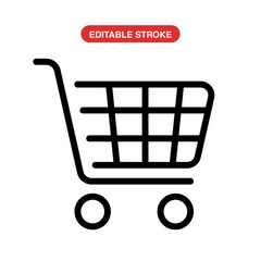 Shopping Cart Icon with Editable Stroke