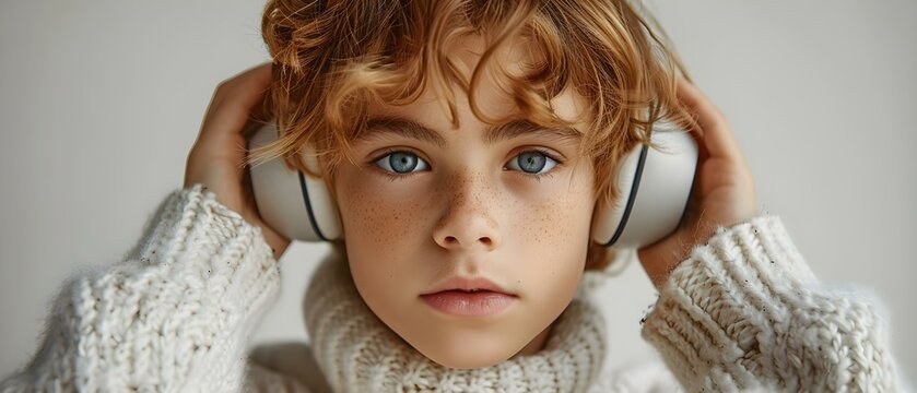 Young boy covering ears symbolizing noise discomfort or sensory overload. Concept Sensory Overload, Noise Discomfort, Young Boy, Covering Ears, Sensory Awareness