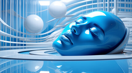3d illustration visualized soothing deep sleep concept. healing mind, body and soul, healing of stress, anxiety and depressive state. - 794089065