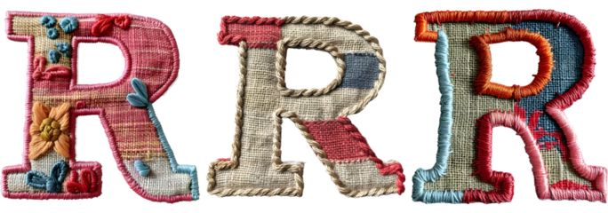 Creative Letter R Embroidery Artwork