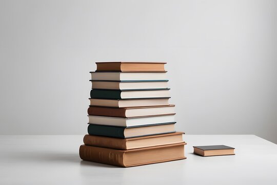 Stack of old books in a white background