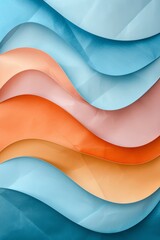 Abstract colored paper texture background. Minimal composition with geometric shapes and lines in pastel blue and, peach and orange colors