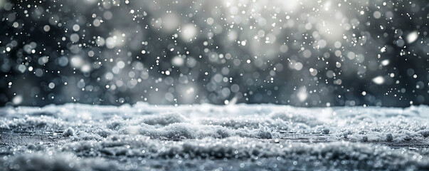 Obraz premium White Snow Falling down with a Black Background