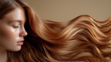 A beige background with lively hair.