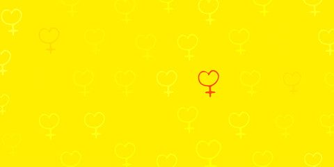 Light Orange vector backdrop with women power symbols.