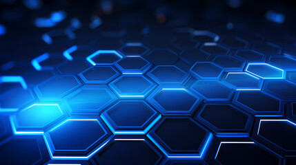 Abstract technology background with hexagonal pattern and glowing lights
