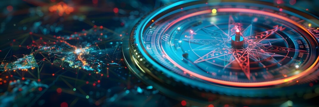 The digital compass: A strategic explorer for businesses, Vision crisis, Mission path, Agency creative, Digital strategy, Market decision, Achievement strategy, Financial stock, Company vision