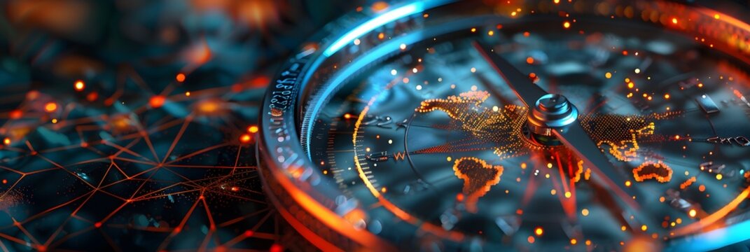 The digital compass: A strategic explorer for businesses, Vision crisis, Mission path, Agency creative, Digital strategy, Market decision, Achievement strategy, Financial stock, Company vision