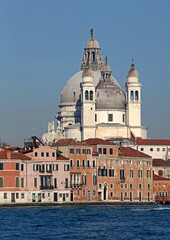 Cathedral Santa Maria della Salute in Venice Italy at Winter Day