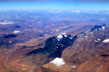Top view of Himalayan Mountains in the state of Ladakh, India.