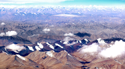 Top view of Himalayan Mountains in the state of Ladakh, India.