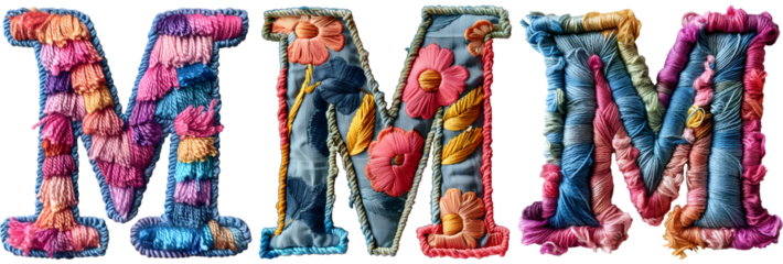 Unique Letter M Embroidery Stitching