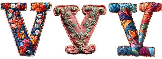 Unique Letter V Embroidery Stitch Design