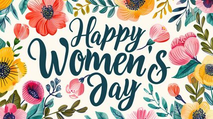 Elegant card for International Women's Day.Banner, flyer for March 8 with flowers and wishing happy women's day .Congratulating placard for brochures.Vector illustration