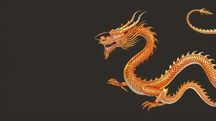 Obraz premium chinese dragon on black background.