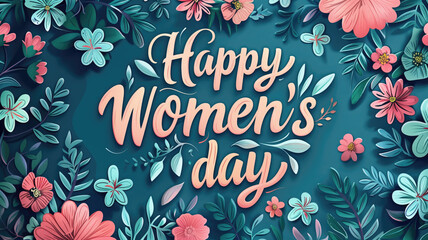 Elegant card for International Women's Day.Banner, flyer for March 8 with flowers and wishing happy women's day .Congratulating placard for brochures.Vector illustration