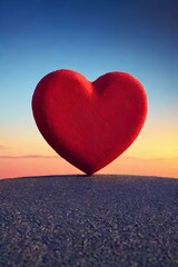 Fototapeta premium heart on the road with sunset 