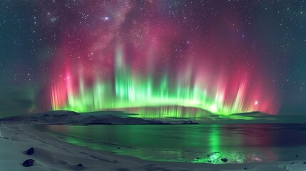Aurora: A stunning photo capturing the ethereal beauty of the aurora australis in the southern hemisphere - obrazy, fototapety, plakaty