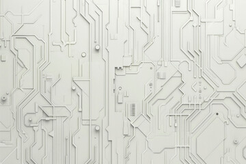 A minimalist background design featuring interconnected circuits and pathways arranged in a geometric pattern, reminiscent of electronic circuit boards or microchips. The clean lines and muted colors,