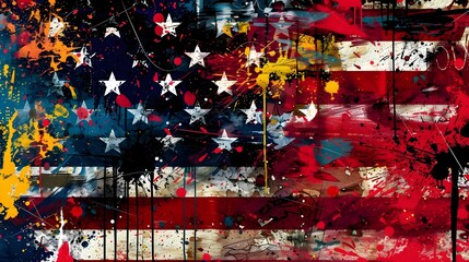 American Flag Reimagined: A Vibrant Abstract Design for Festive and Marketing Materials