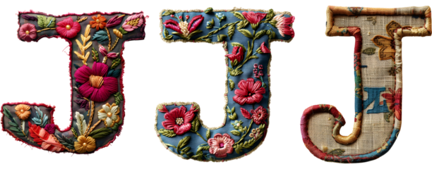 Creative Letter J Embroidery Artistry