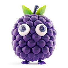 Amused blackberry character with big eyes on white background