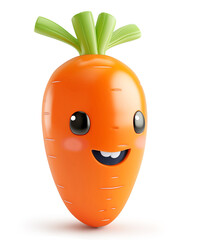 Happy carrot character with large eyes on white background