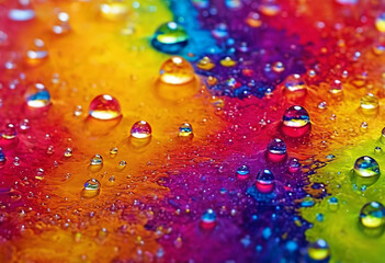 Bright abstract colorful background with transparent drops and bubbles