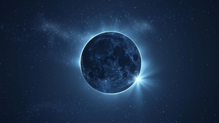 Eclipse: A vector illustration of a total solar eclipse, showing the moon completely covering the sun