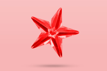 red star jewels sticker isolated on pink background - 794110478