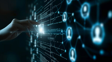 
HR (human resources) technology. Human resource management concept. CV online to choose the perfect employee for business. Modern technologies for simplifying the human resources system. 