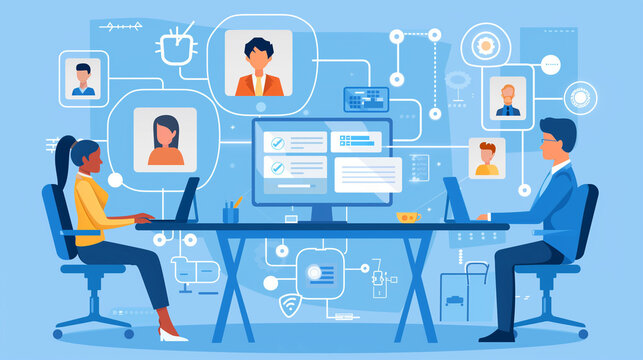 
HR (human resources) technology. Human resource management concept. CV online to choose the perfect employee for business. Modern technologies for simplifying the human resources system. 