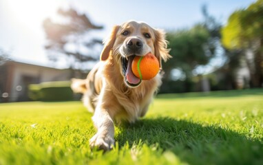 Joyful Dog Playing Fetch