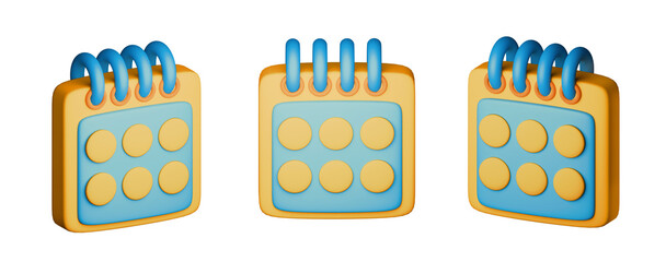 set of 3d calendars, transparent background. For design, banner, design, presentation, social media. Casual style