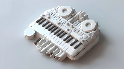 Innovative 3D Rendering of a Futuristic Musical Instrument Merging Traditional Design