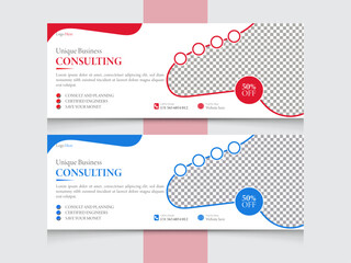 Professional creative business solution facebook cover design and corporate web banner template.