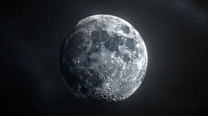 Fototapeta na wymiar Moon: A 3D visualization of the moon's waning phase