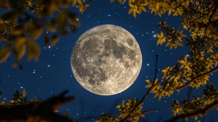Moon: A magical photo of the moon framed by the branches of a tree