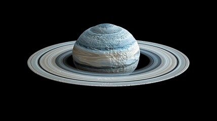 Fototapeta na wymiar Planet: A detailed 3D model of Saturn, highlighting its majestic rings and unique hexagonal storm