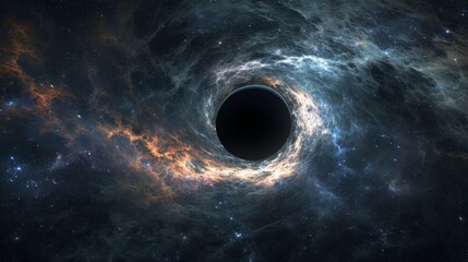 Cosmic black hole engulfing galaxy - obrazy, fototapety, plakaty