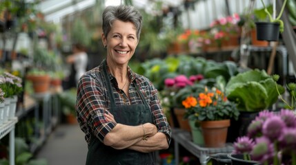 A Confident Florist in Greenhouse