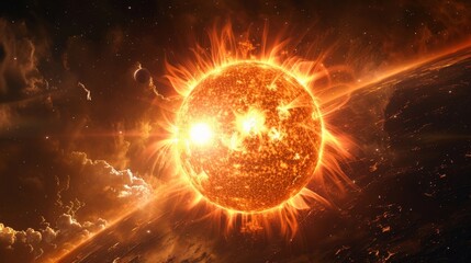 Fototapeta premium Solar System: A photo of the sun, the largest star in our solar system