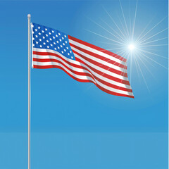 American flag blowing in the wind background