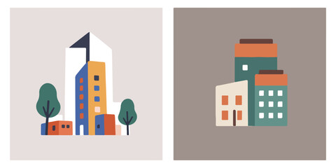 Set of Arsitecture Logos. Urban Heights. Professional & Modern High-Rise Building Icon.
