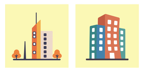 Fototapeta premium Set of Arsitecture Logos. Urban Heights. Professional & Modern High-Rise Building Icon.