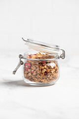 homemade granola, healthy breakfast, Homemade whole grain musli with berries